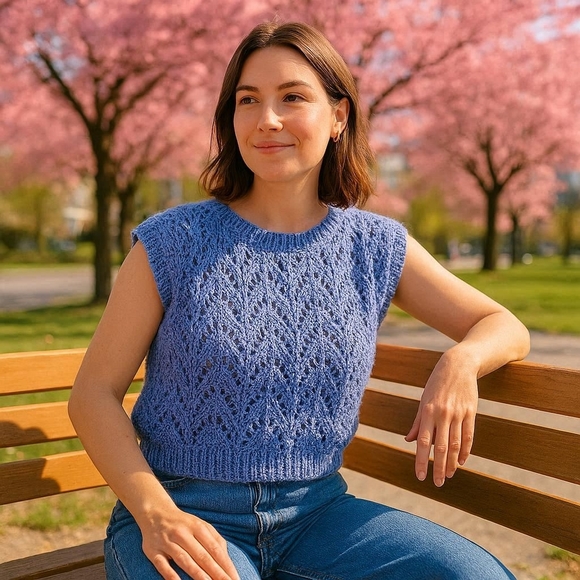 Handmade Sweaters - Blue Speckled Women's Crew Neck Sweater Handmade Soft Wool